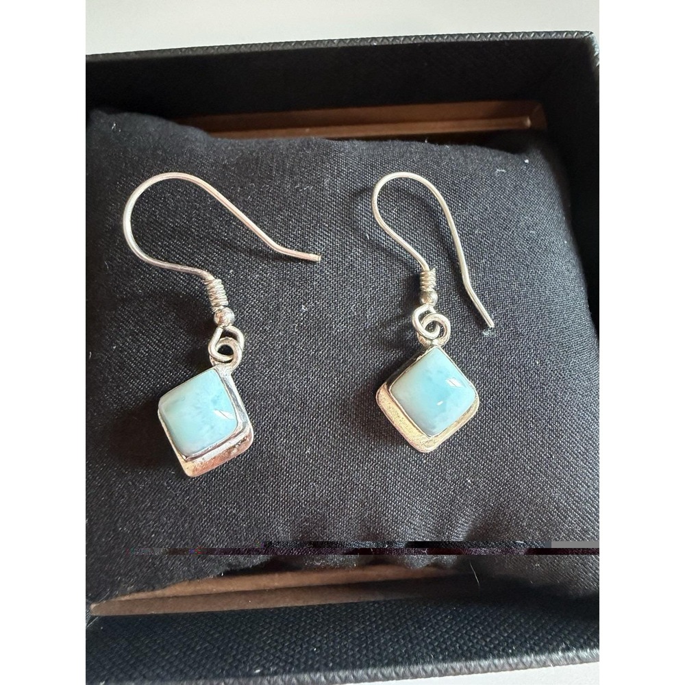 Vintage sterling silver and Larimar earrings, 925